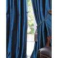Blue Solid Faux Silk Taffeta 96 inch Curtain Panel