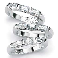   Clear Cubic Zirconia 3 piece Wedding style Ring Set  