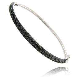 Sterling Silver Black Diamond Accent Bangle Bracelet  Overstock