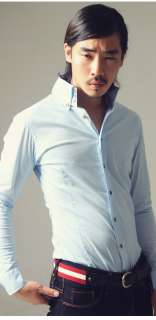   Luxury Slim Fit 3 Button Neck Dress Shirts White Size M/L/XL  