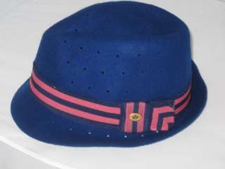 JUICY COUTURE Perforated Fedora Hat in Blue  
