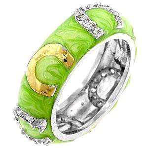  YELLOW GREEN ENAMEL RING SIZES 5 10 Horseshoe Jewelry
