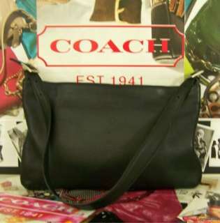 LOVELY Black COACH Zip Leather Shoulder Bag Purse Handbag  