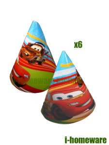 Cars 2 Disney Birthday Party Supplies 6x Cone Hats c074  