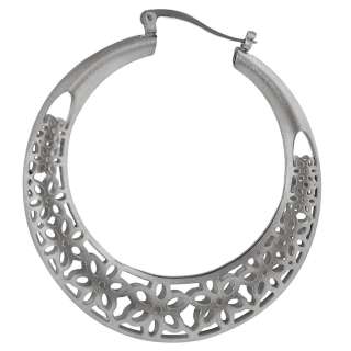 Stainless Steel Flower Hoop Earrings  Overstock