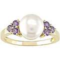 10k Gold Cultured Freshwater Pearl Amethyst Ring