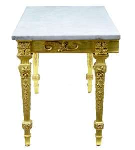   CENTURY IRISH ANTIQUE CARVED WOOD GILT AND MARBLE CONSOLE TABLE  