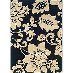 Indoor Black/ Ivory Floral Area Rug (710 x 10)  Overstock