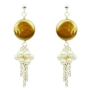  Golden Coin Pearl Tassel Earrings Myra Elizabeth Jewelry