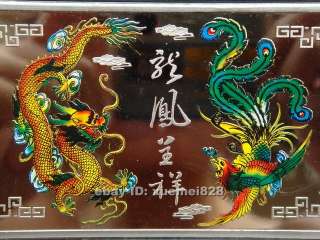 Lucky China Dragon & phoenix Colored Silver Art Bar Set  