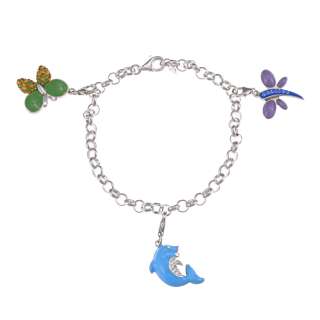   Silver Butterfly/ Dolphin/ Dragonfly Charm Bracelet  