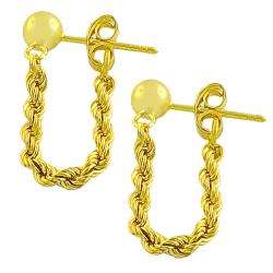 14k Yellow Gold Rope Chain Earrings  