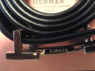 Authentic Hermes H buckle reversible black belt New with Box and 