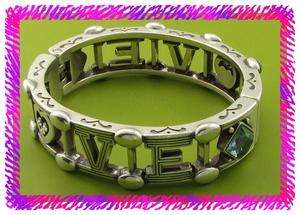 BRIGHTON Silver LOVE Hinged Bangle Bracelet NWotag  