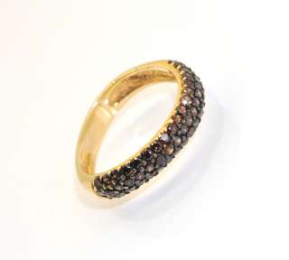   Chocolate CZ Curved Ring 14K Yellow Gold Clad 925 Sterling Silver 925