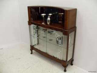   Art Deco Walnut Drinks Cabinet /Bar / China Cabinet C1940s  