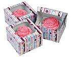 Bubble Stripes Single Cupcake Boxes 415 116 Clear Window Green Pink 
