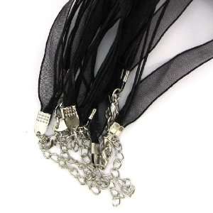  5pcs black silk ribbon cord necklace 18