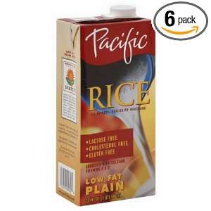 Pacific Low Fat Plain Rice Drink, Gluten Free, 32 ounces (Pack of6)