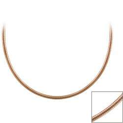 Mondevio Rose Gold over Silver 18 inch Italian Omega Necklace 