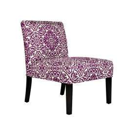   Bradstreet Modern Damask Provence Purple Upholstered Armless Chair