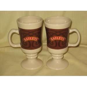  Set of 2  Baileys Irish Cream Footed Porcelain Coffee Mugs 