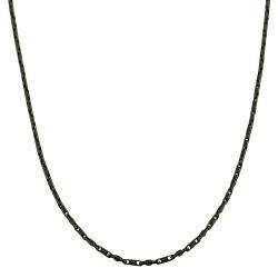 Black plated Sterling Silver Square Bar Link Necklace  Overstock