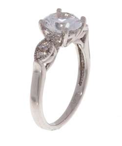 Sterling Silver Round cut CZ Trellis Ring  Overstock