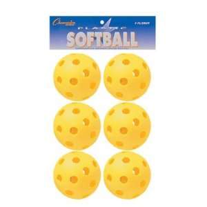  Champion Sports Plastic Softball 6PK   Yellow: Toys 