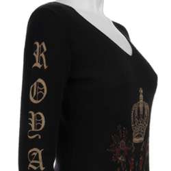 RXB Womens V neck Crown Design Cashmere Pullover Sweater  Overstock 