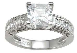 8Ct. Cubic Zirconia Sterling Silver Princess Wedding Ring