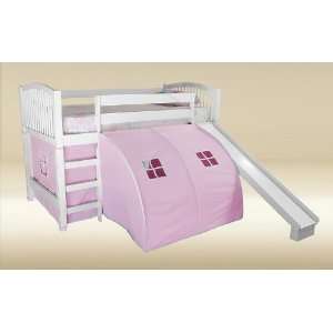    White Finish Twin Jr. Loft Tent Bed & Slide