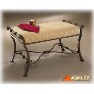 Big Deal Metal with Stripe Upholstered Cushion Bench 