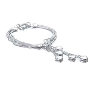  Sterling Silver String Hearts Bracelet: Jewelry