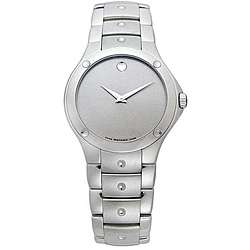 Movado S.E. Mens Silver Face Stainless Steel Watch  