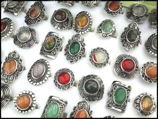 wholesale jewerly lots 15pcs Natural stone Vintage Fashion Rings mixed 