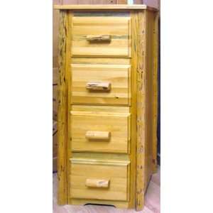    Unfinished Hand Peeled Rustic4 Drawer File Cabinet