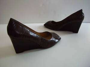 NINE WEST DK Brown Leather Shoes Heels Women Size 11  