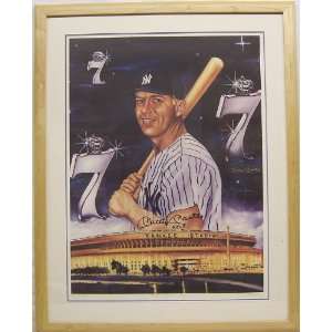 Mickey Mantle Signed Lithograph Psa/dna 10 Framed: Sports 