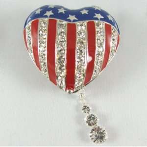 USA American Flag Heart Box with Swarovski Crystals & 16 Swarovski 