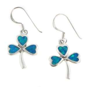   Irish Shamrock or 3 Leaf Clover Blue Green Opal Earrings Jewelry