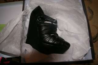 NEW Jeffrey Campbell Zara Wedge Black 8 Platform Strappy Shoe  