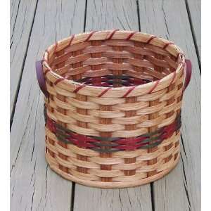   Pail Basket w/Leather Loop Handles IN GREEN AND RED 