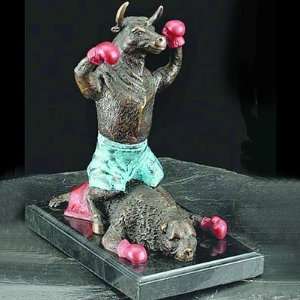  Stock Market Knockout Bull and Bear Sculpture