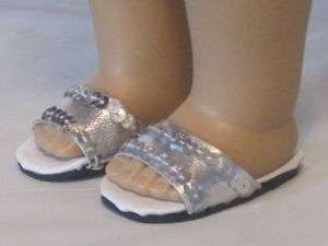 Doll Clothes Silver Sequin Sandals Fits American Girl  