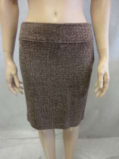 Elie Tahari Dark Red Beige Tweed Wool Blend Skirt 6P  