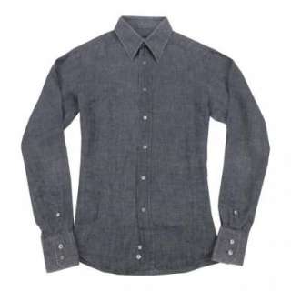 GUCCI slim fitted distressed gray linen shirt 15/38 XS button front 