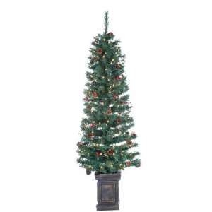  6 Pre Lit Tucson Pine Potted Artificial Christmas Tree 