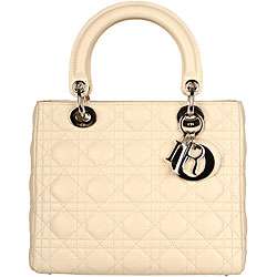 Lady Dior Beige Quilted Lambskin Tote  