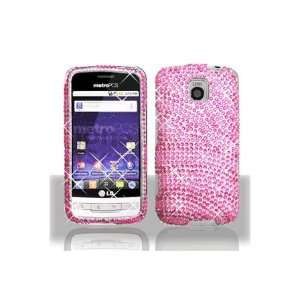  LG MS690 Optimus M Full Diamond Graphic Case   Hot Pink 